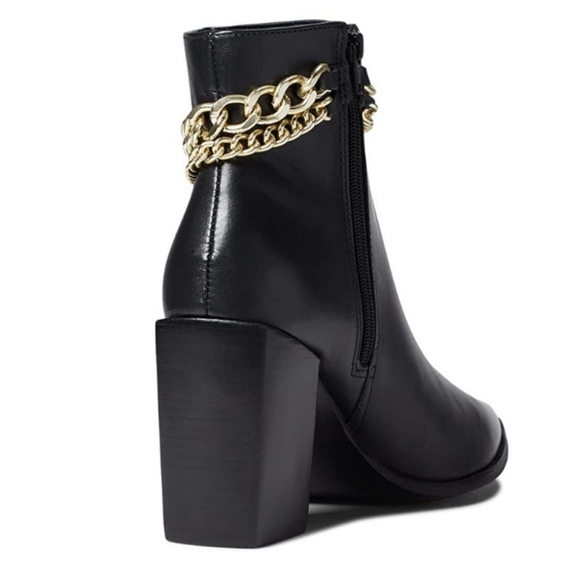 Steve Madden Perlina Black Leather Chain Booties - Picture 4 of 14